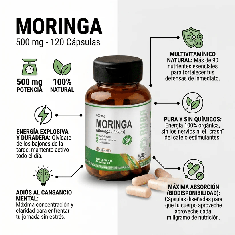 AURA Moringa 500 mg - 120 Cáps.