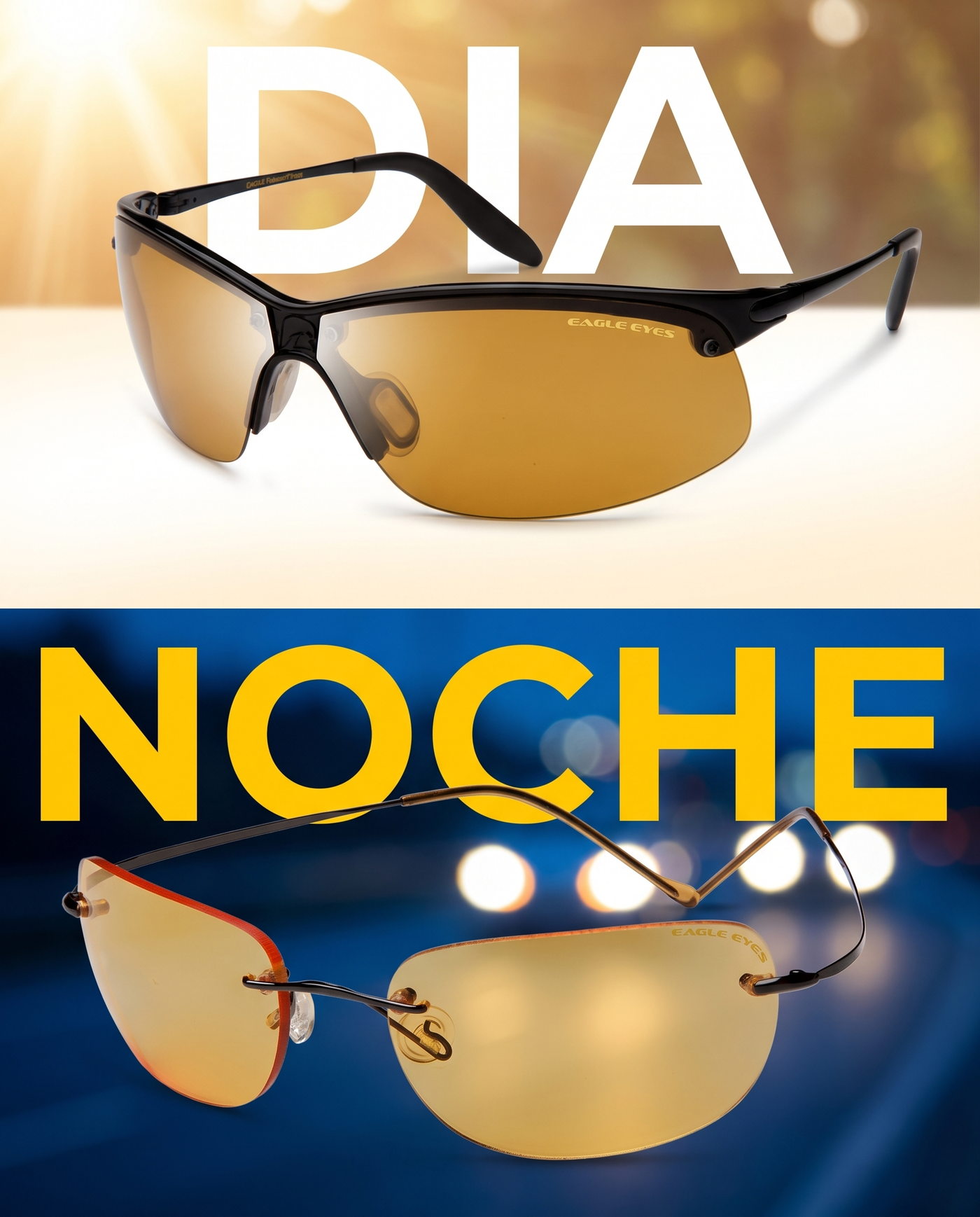 Los dos pares del kit divididos entre uso de dia y uso de noche