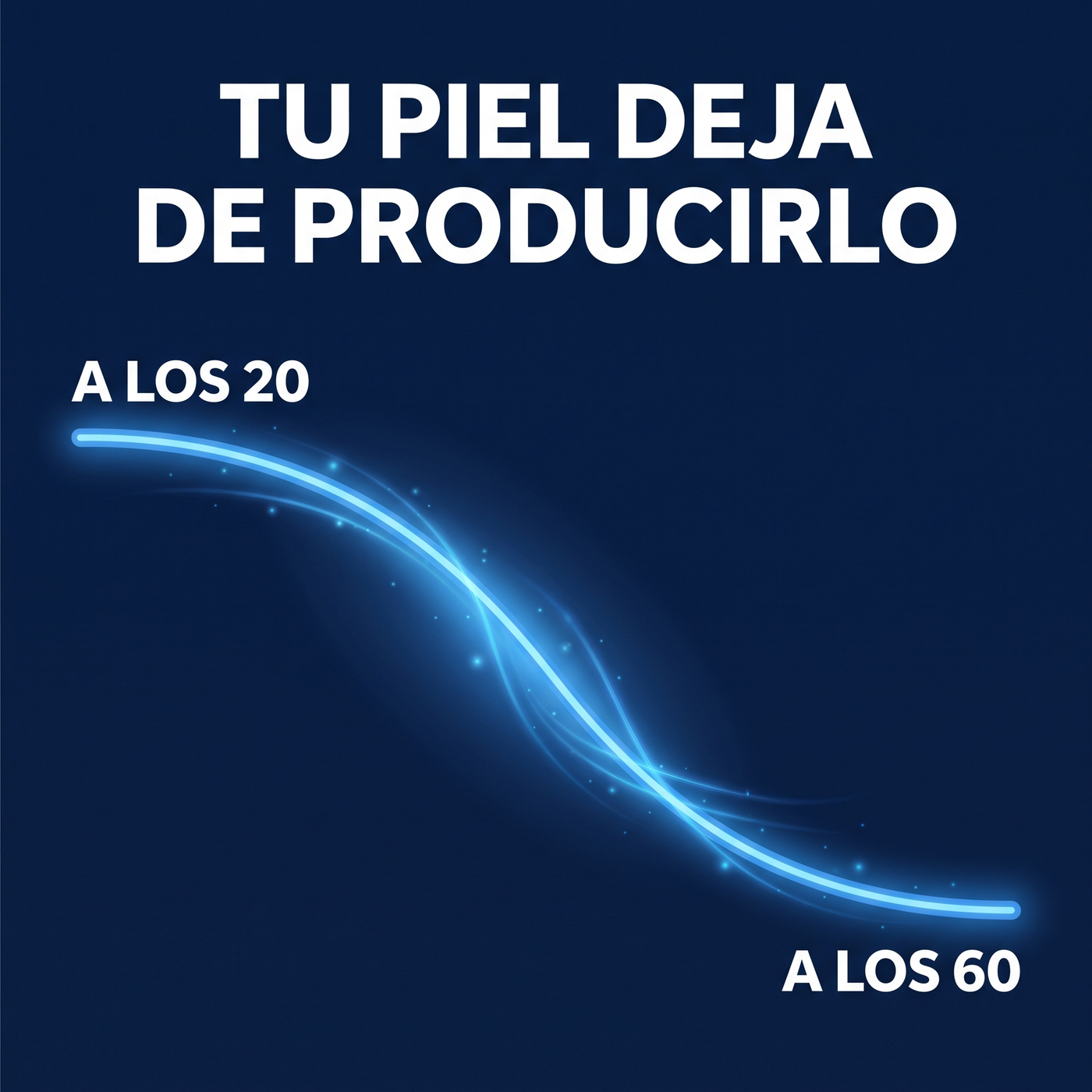 Curva descendente que muestra la caida de produccion del peptido entre los 20 y los 60