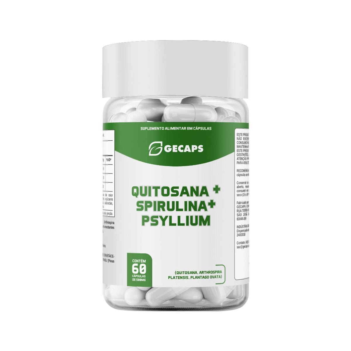 QPS (Quitosana + Spirulina + Psyllium) - 60 Cáps.
