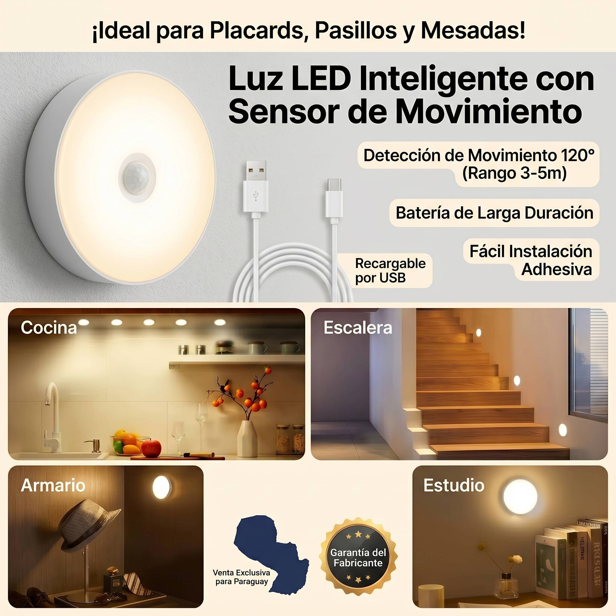 Luz LED Inteligente con Sensor de Movimiento