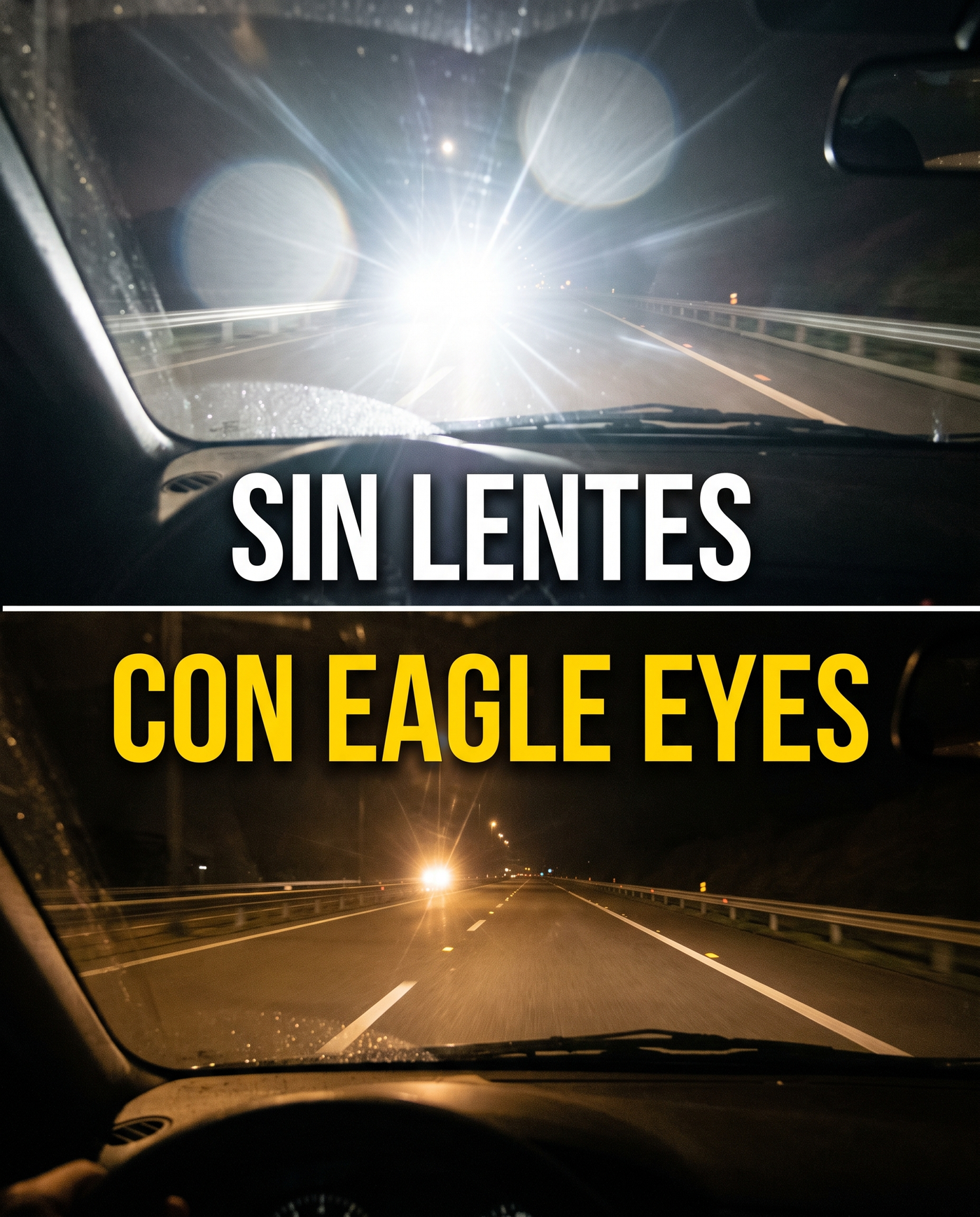 Comparacion de la ruta de noche sin lentes y con lentes
